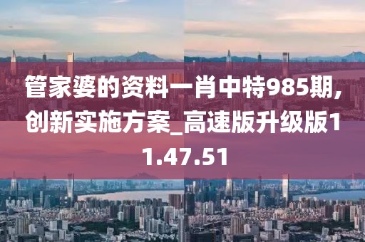 管家婆的资料一肖中特985期,创新实施方案_高速版升级版11.47.51