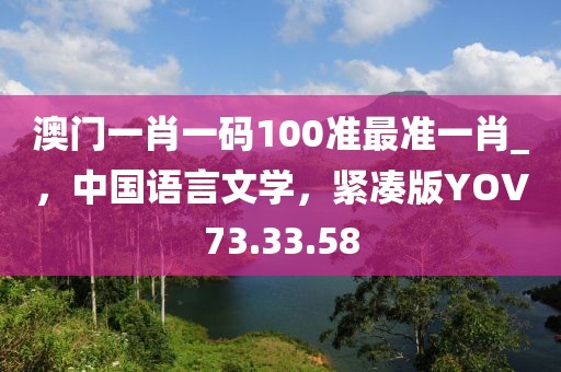 澳门一肖一码100准最准一肖_，中国语言文学，紧凑版YOV73.33.58