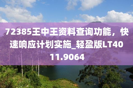 72385王中王资料查询功能，快速响应计划实施_轻盈版LT4011.9064